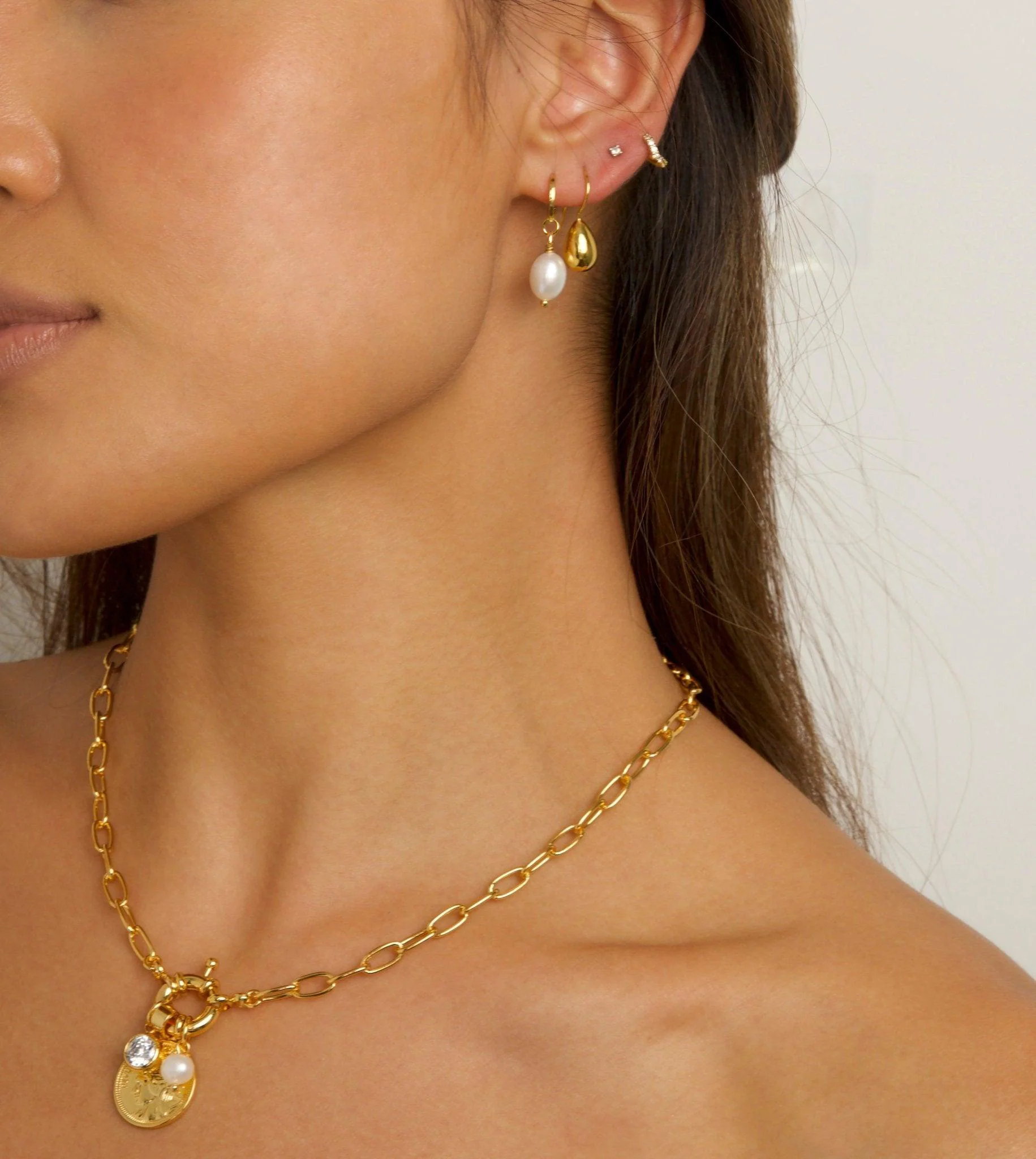 Pearl Hoop Earrings - Image 4